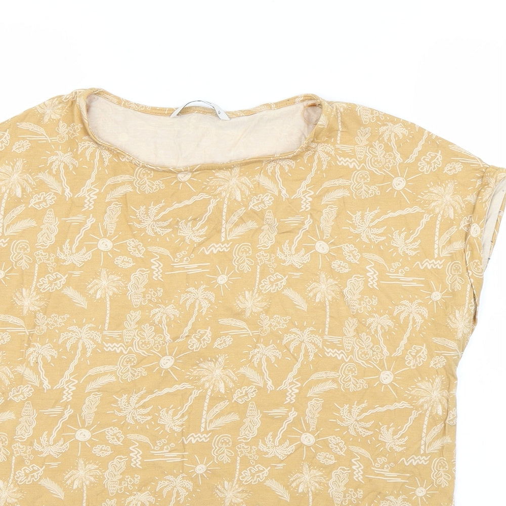 TU Womens Yellow  Viscose Basic T-Shirt Size 12 Round Neck