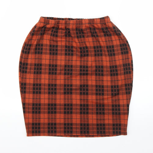 New Look Womens Orange Plaid Viscose Straight & Pencil Skirt Size 20