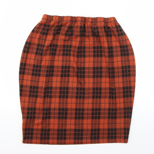 New Look Womens Orange Plaid Viscose Straight & Pencil Skirt Size 20
