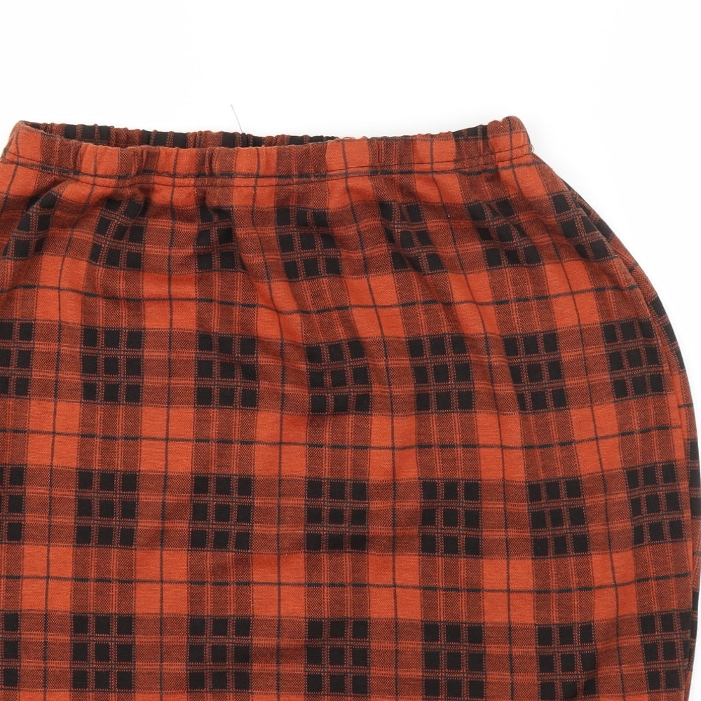 New Look Womens Orange Plaid Viscose Straight & Pencil Skirt Size 20