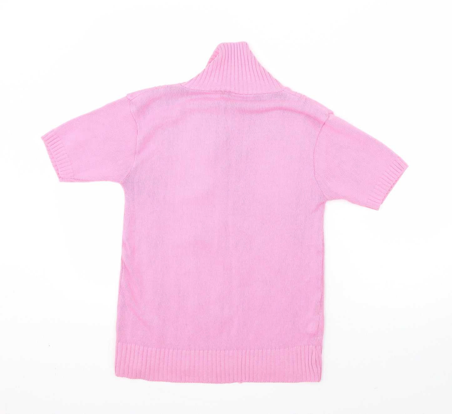 Preworn Womens Pink Collared  Acrylic Pullover Jumper Size S