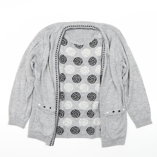 Envy Womens Grey Round Neck Polka Dot Acrylic Pullover Jumper Size L