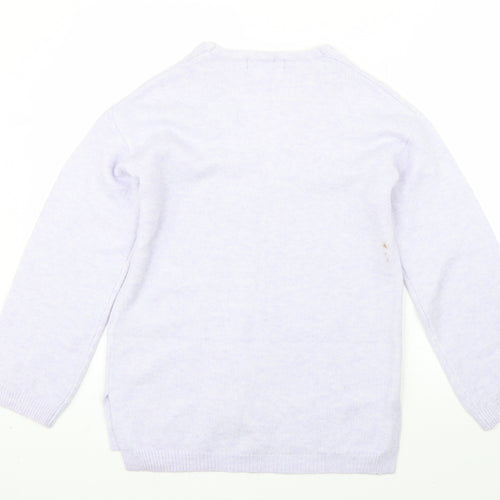 M&S Womens Purple V-Neck  Acrylic Pullover Jumper Size XS
