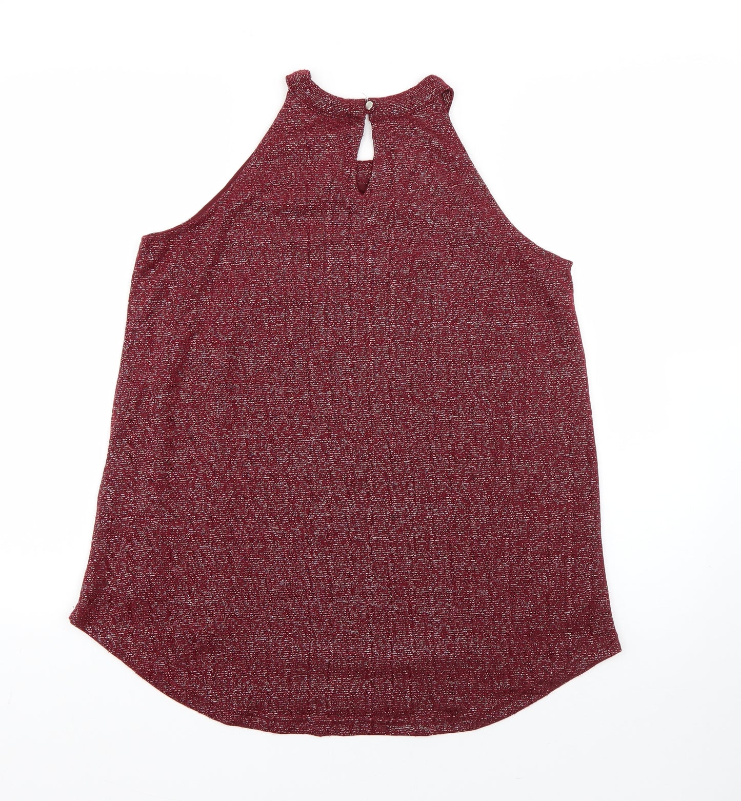 Avenue Womens Red  Polyester Basic Blouse Size 10 Round Neck