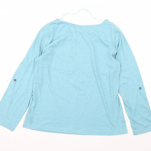 TU Womens Blue  Cotton Basic T-Shirt Size 14 Round Neck