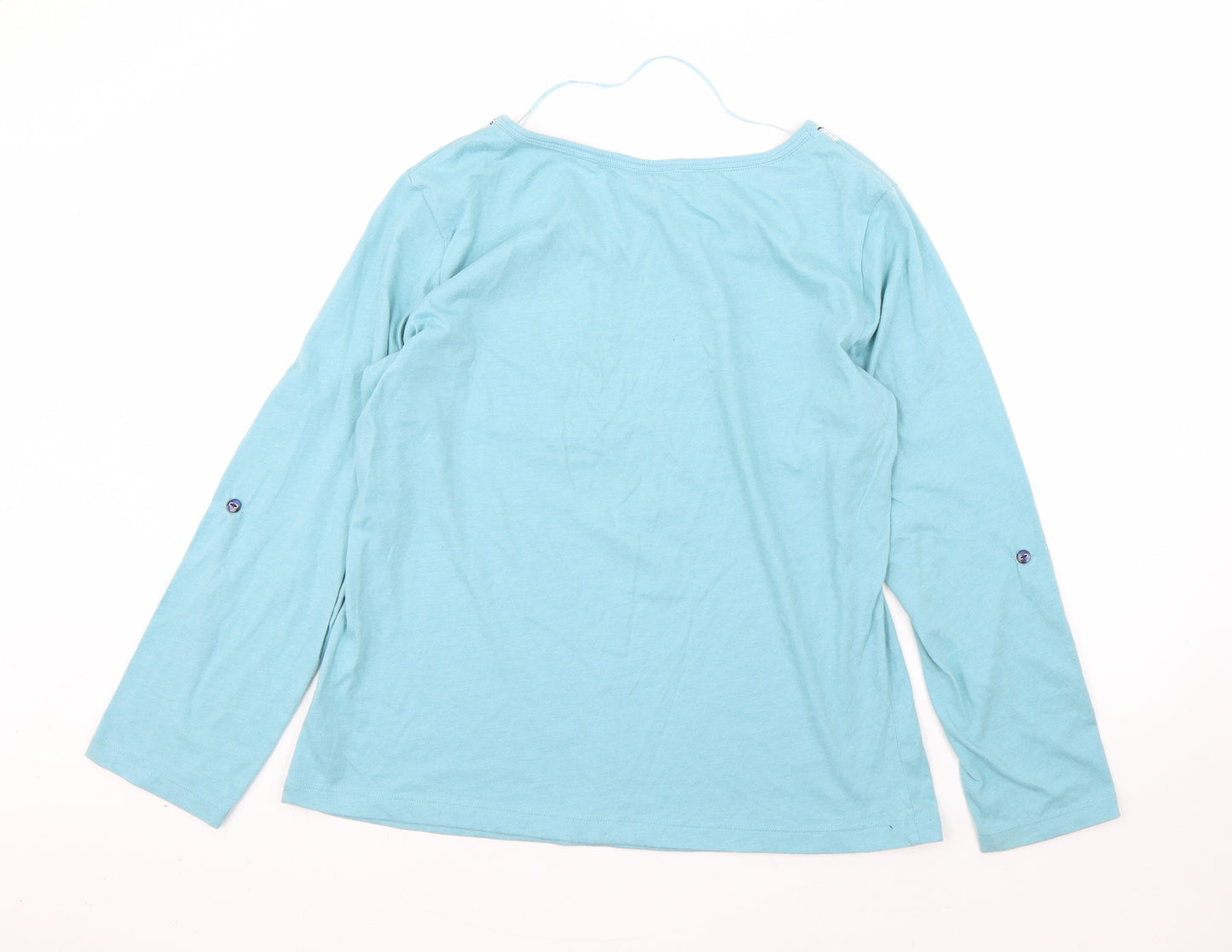 TU Womens Blue  Cotton Basic T-Shirt Size 14 Round Neck