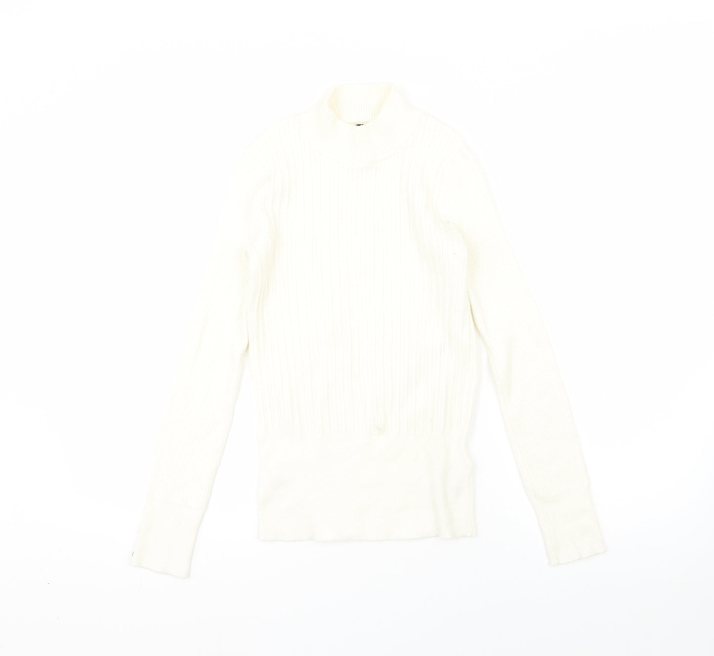 M&S Womens Beige High Neck  Viscose Pullover Jumper Size 8