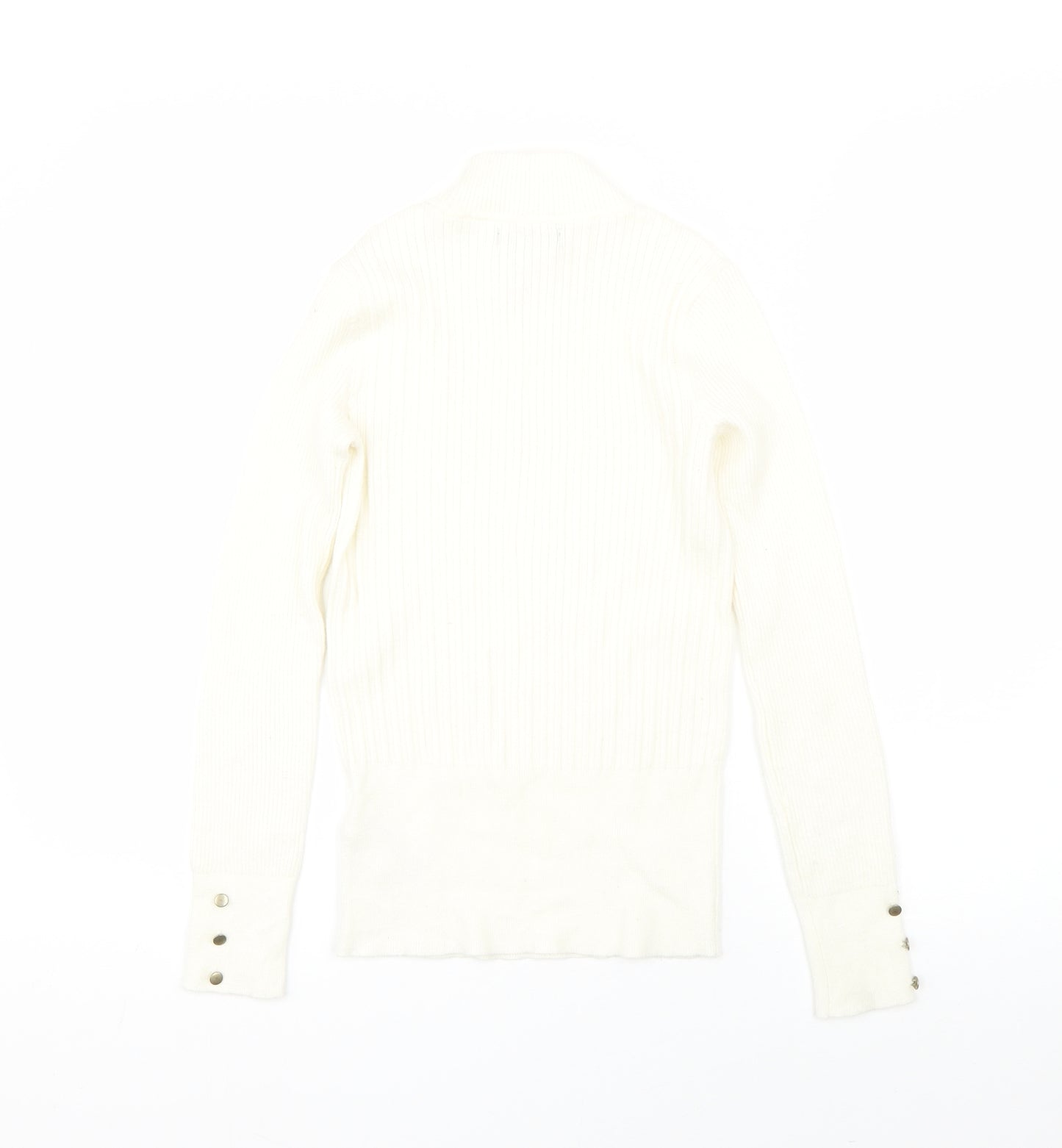 M&S Womens Beige High Neck  Viscose Pullover Jumper Size 8