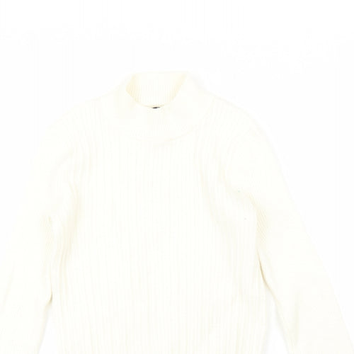 M&S Womens Beige High Neck  Viscose Pullover Jumper Size 8