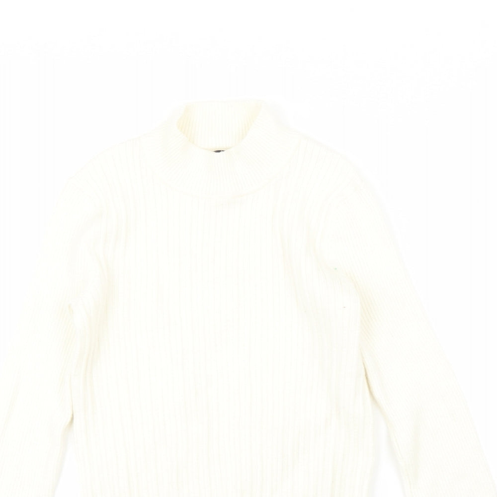 M&S Womens Beige High Neck  Viscose Pullover Jumper Size 8