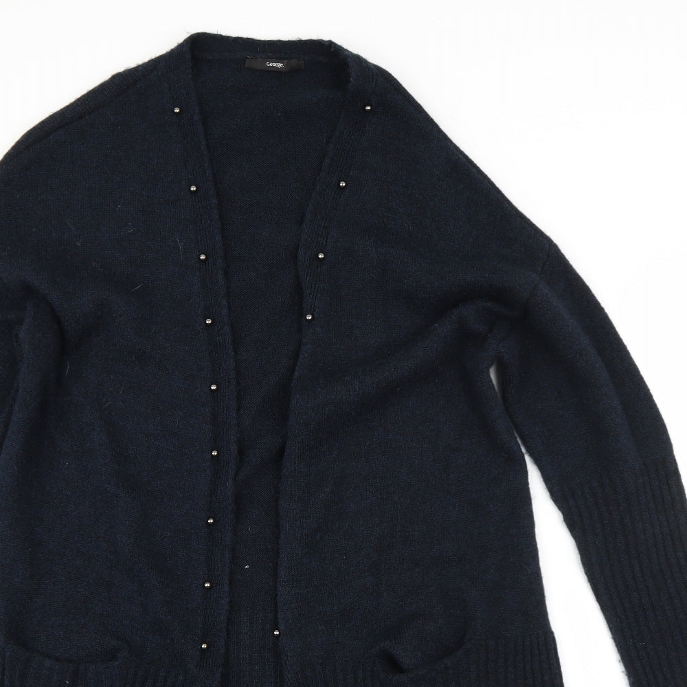 George Womens Blue Round Neck  Acrylic Cardigan Jumper Size 16