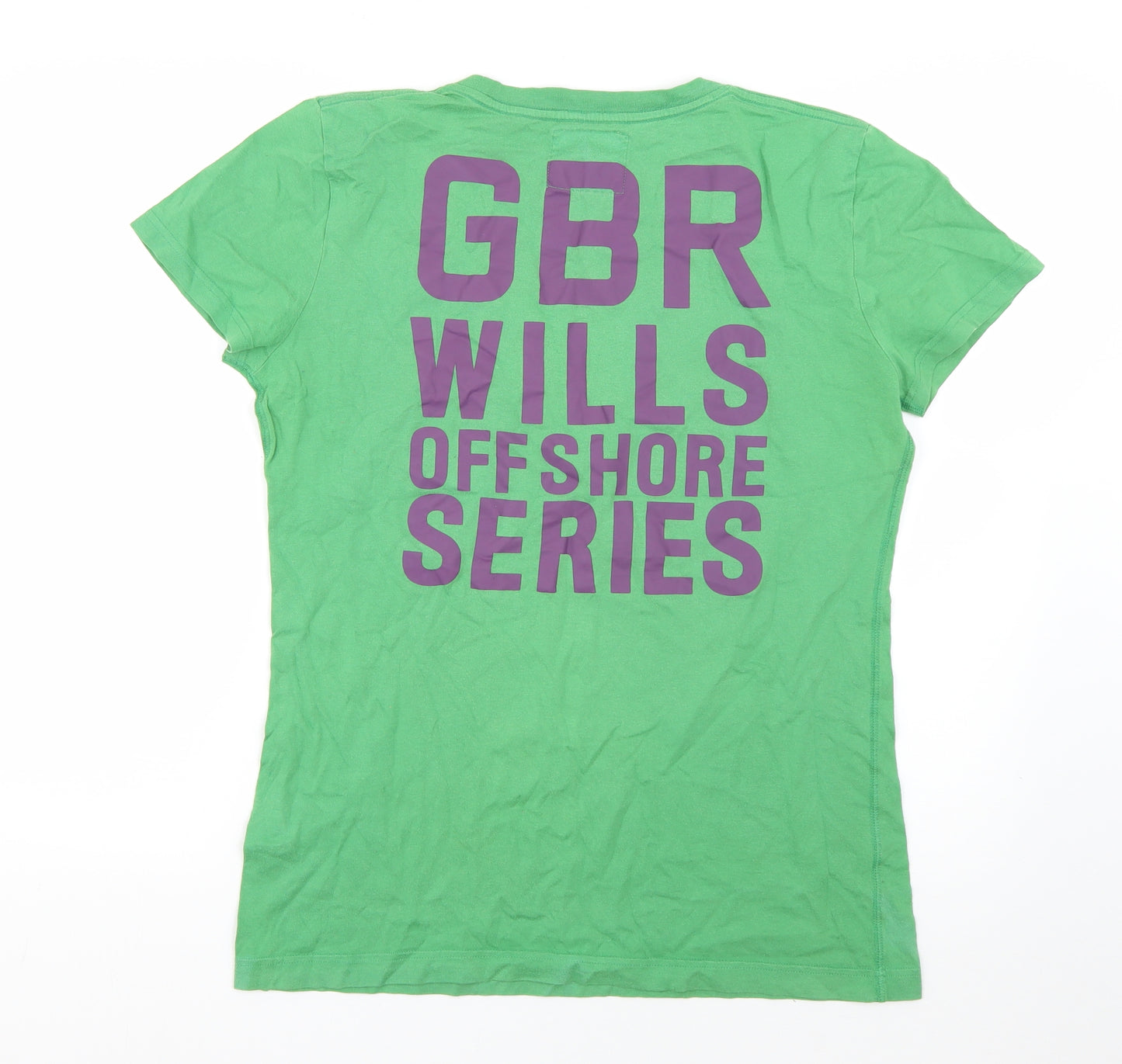 Jack Wills Womens Green  Cotton Basic T-Shirt Size 14 Round Neck