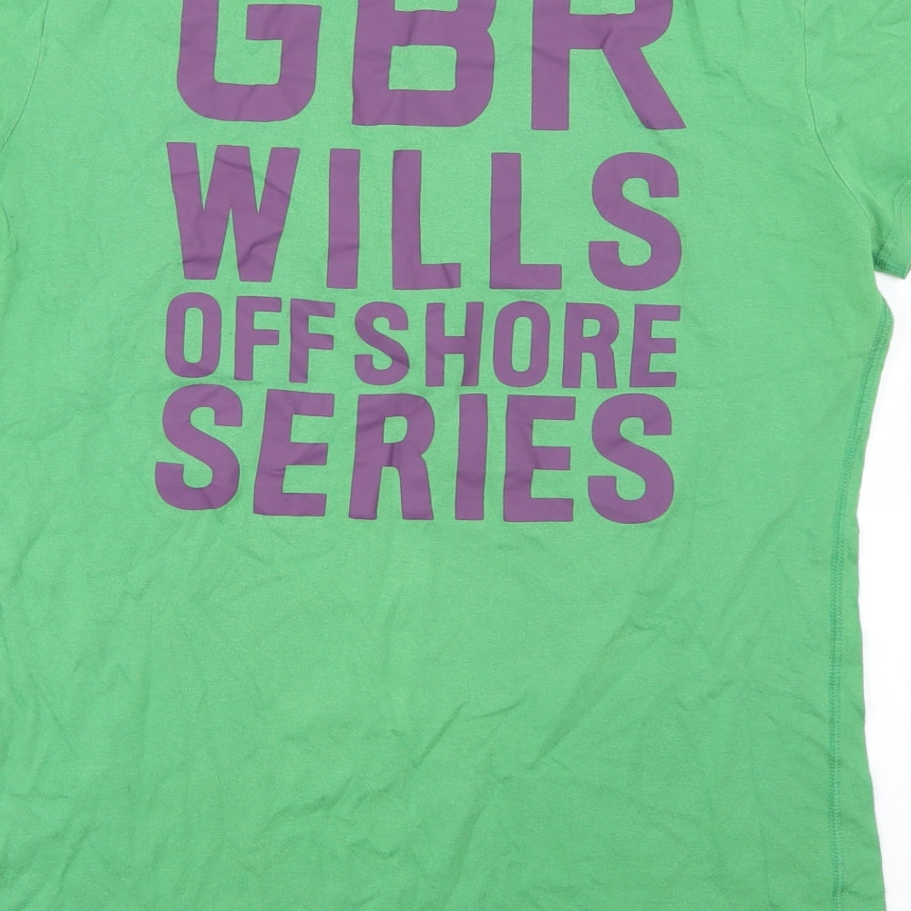 Jack Wills Womens Green  Cotton Basic T-Shirt Size 14 Round Neck