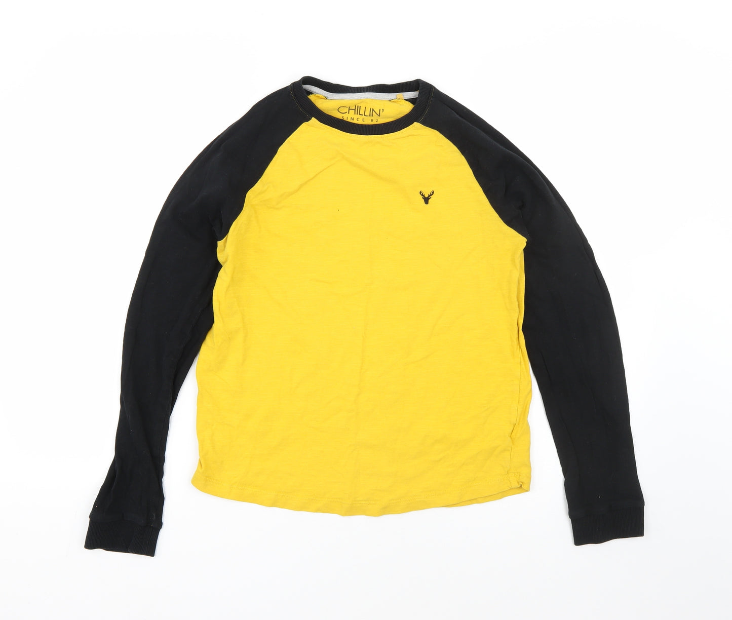 NEXT Boys Yellow  Cotton Basic T-Shirt Size 13 Years Round Neck