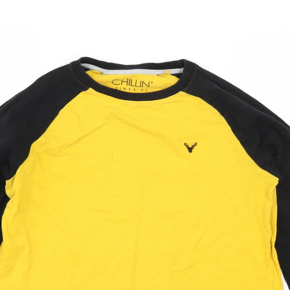 NEXT Boys Yellow  Cotton Basic T-Shirt Size 13 Years Round Neck