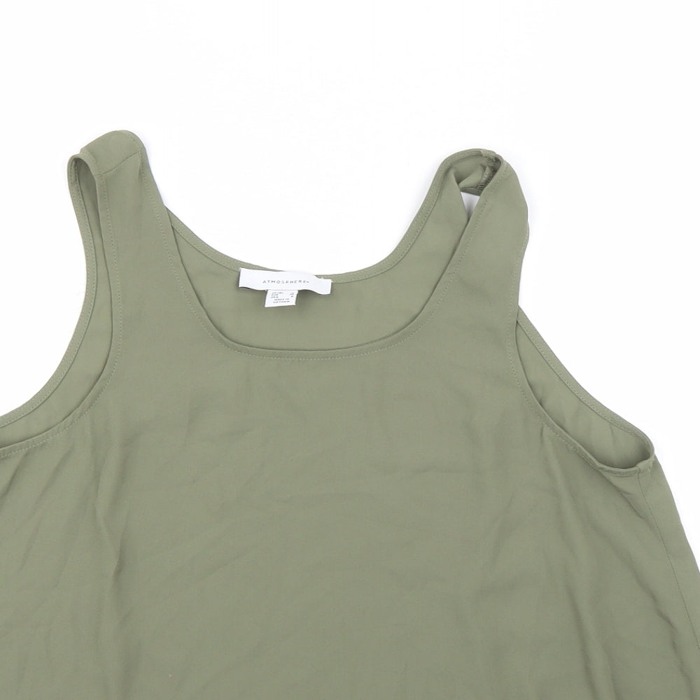 Atmosphere Womens Green  Polyester Basic Blouse Size 10 Round Neck