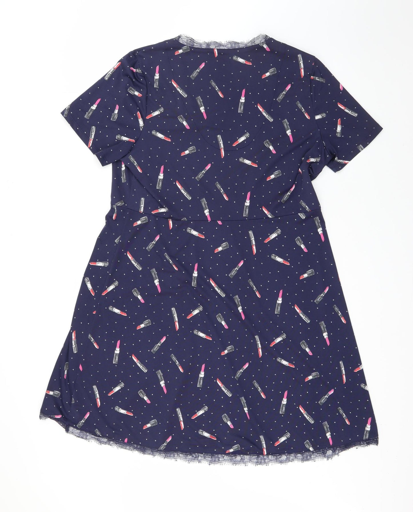 TU Womens Blue Polka Dot Polyester  Gown Size 18   - lipstick