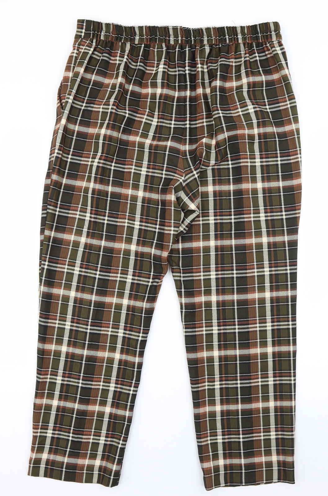 Primark Womens Brown Plaid Polyester Dress Pants Trousers Size 18 L24 in Regular