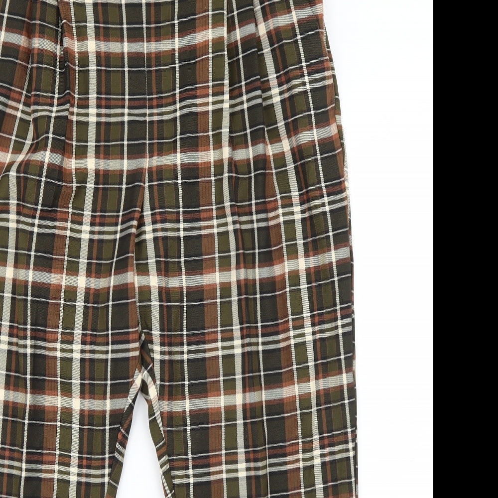 Primark Womens Brown Plaid Polyester Dress Pants Trousers Size 18 L24 in Regular