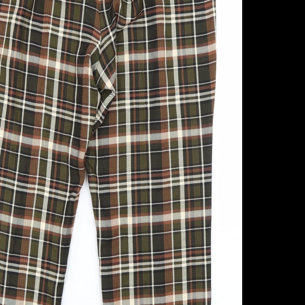 Primark Womens Brown Plaid Polyester Dress Pants Trousers Size 18 L24 in Regular