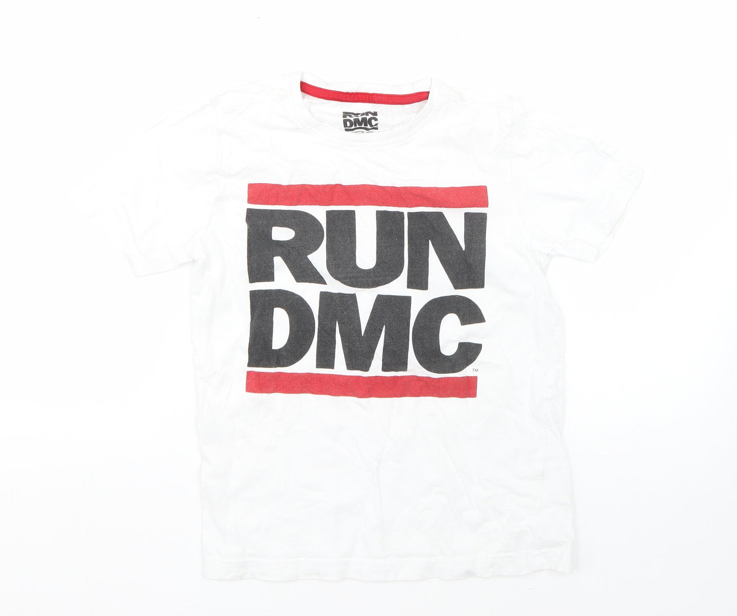 RUN DMC Boys White  Cotton Basic T-Shirt Size 8-9 Years Round Neck  - RUN DMC