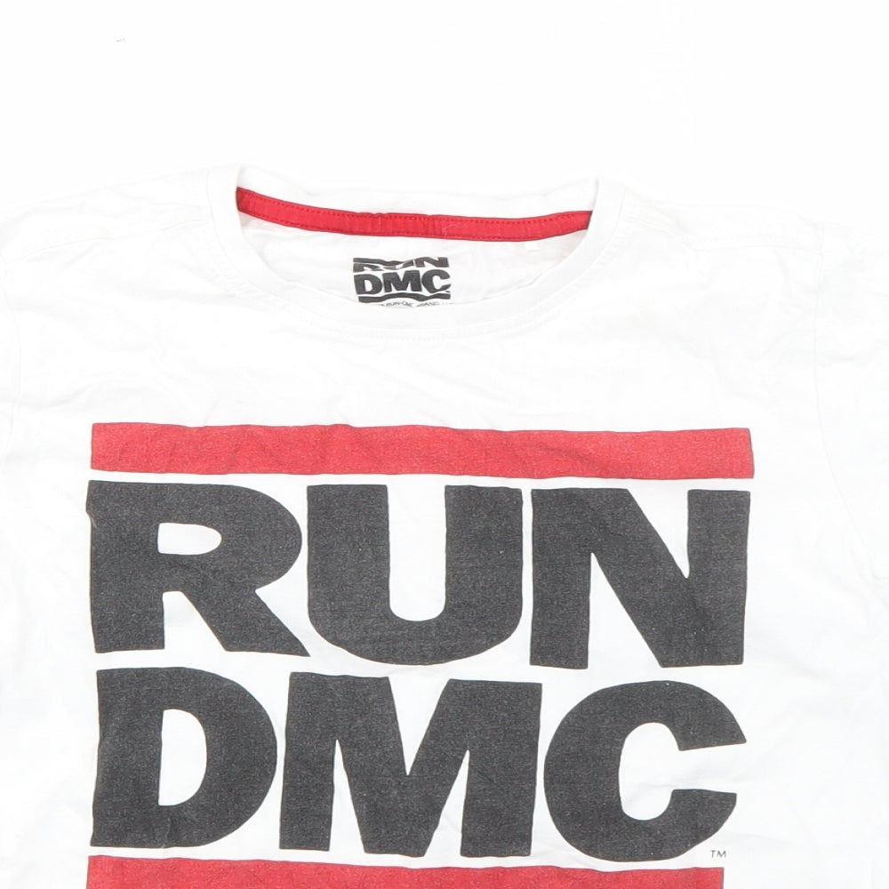 RUN DMC Boys White  Cotton Basic T-Shirt Size 8-9 Years Round Neck  - RUN DMC