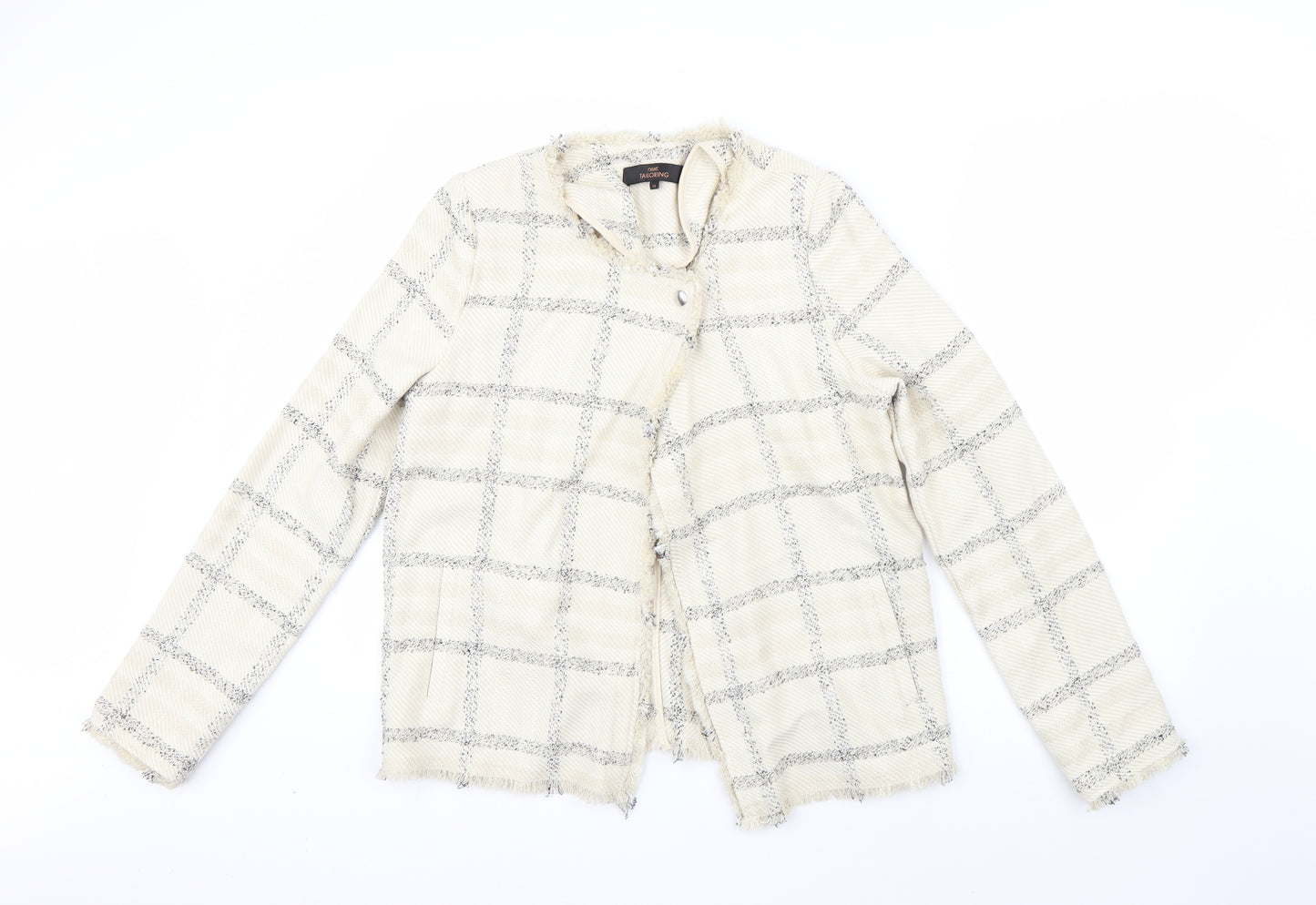 NEXT Womens Beige Collared Check Cotton Cardigan Jumper Size 10