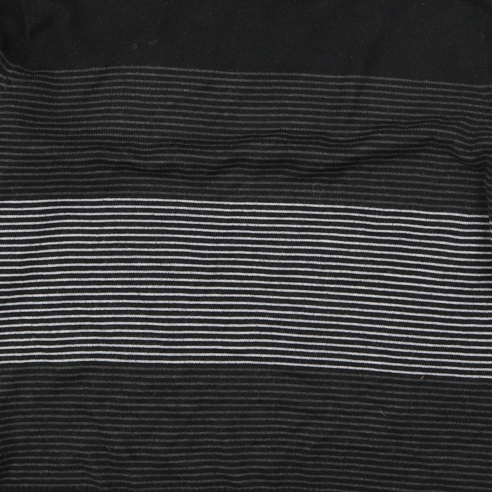 Cedar Wood State Mens Black V-Neck Striped Acrylic Pullover Jumper Size M