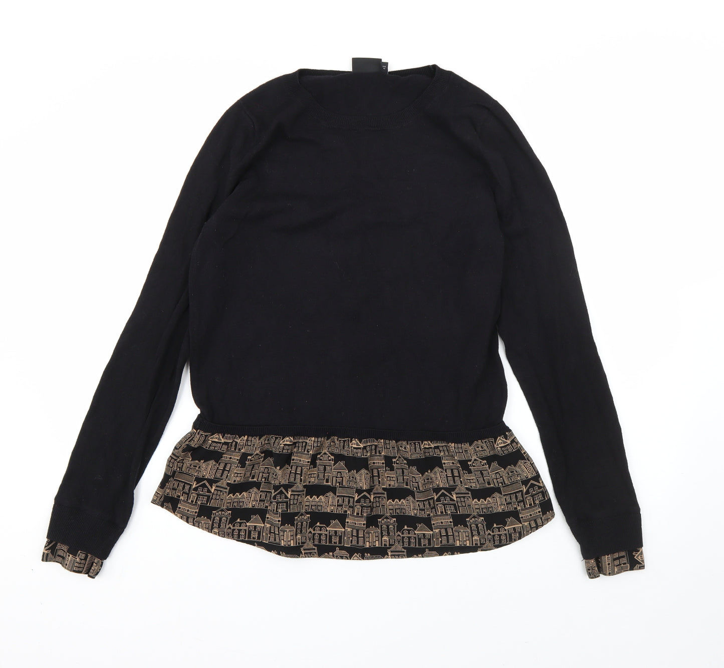 NEXT Womens Black Round Neck  Cotton Pullover Jumper Size 12