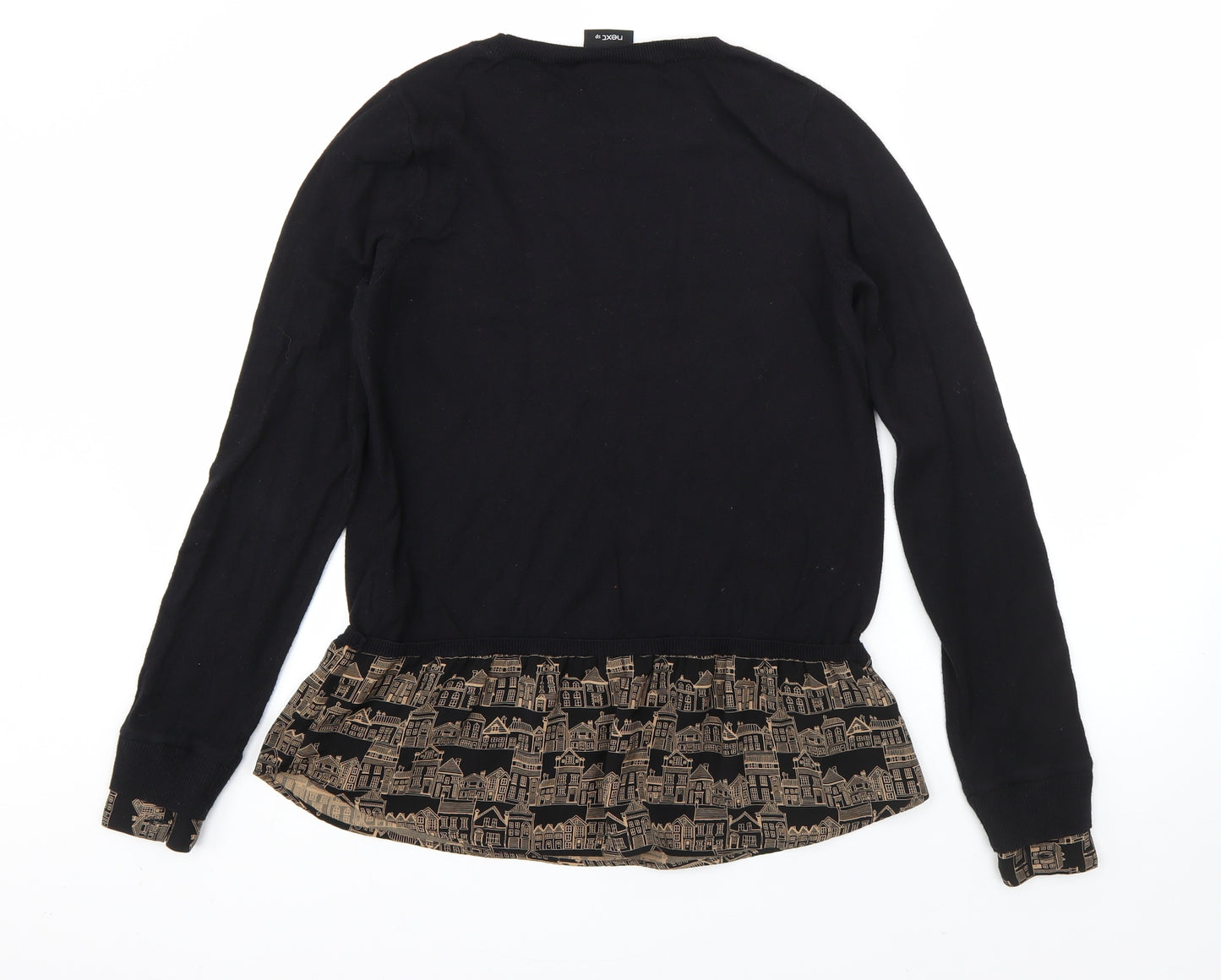 NEXT Womens Black Round Neck  Cotton Pullover Jumper Size 12