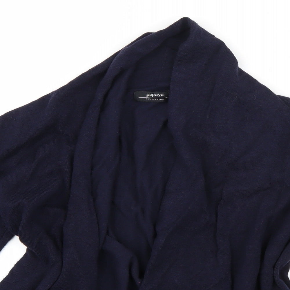 Papaya Womens Blue Round Neck  Viscose Cardigan Jumper Size 14