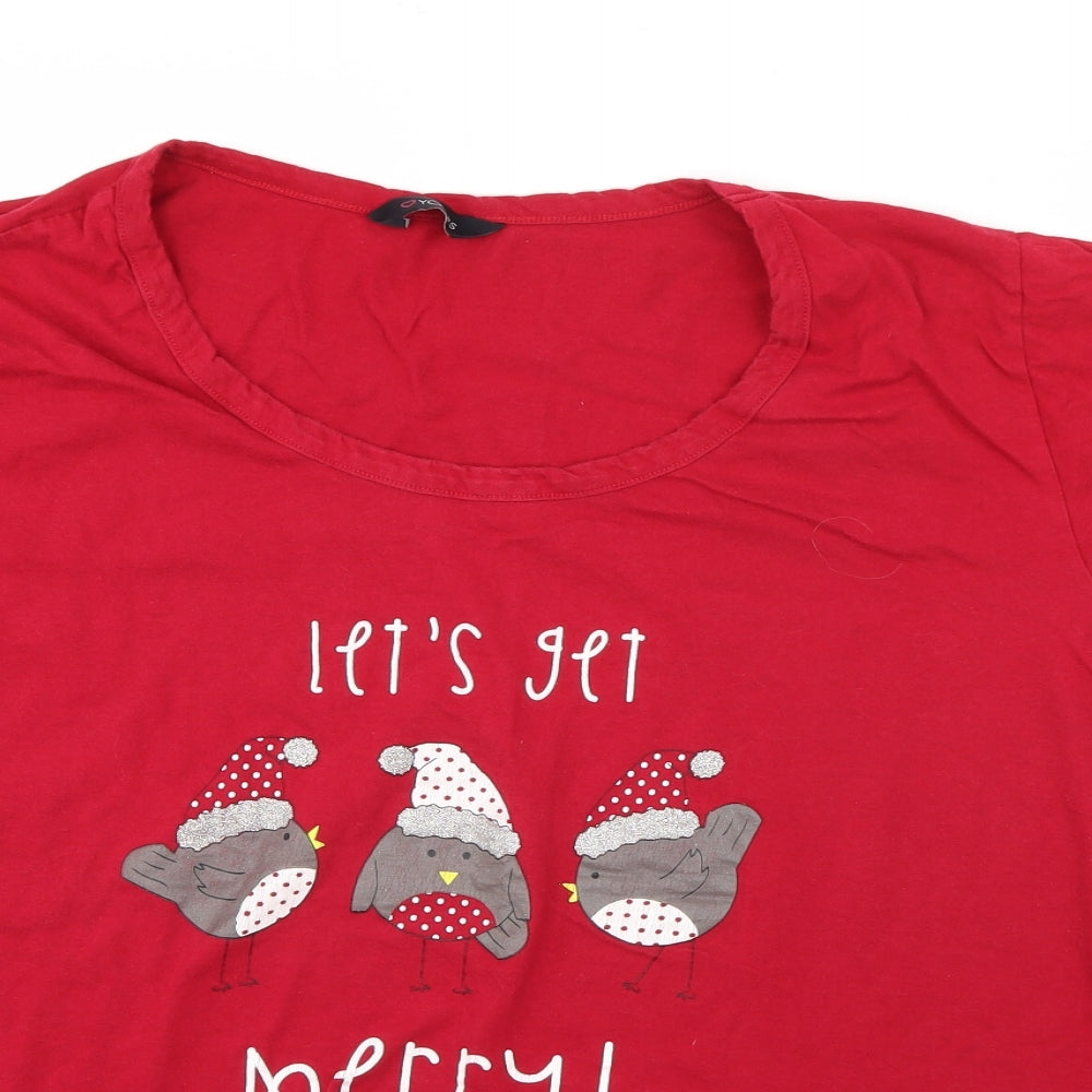 Love Yours Womens Red  Cotton  Pyjama Top Size 28   - christmas birds