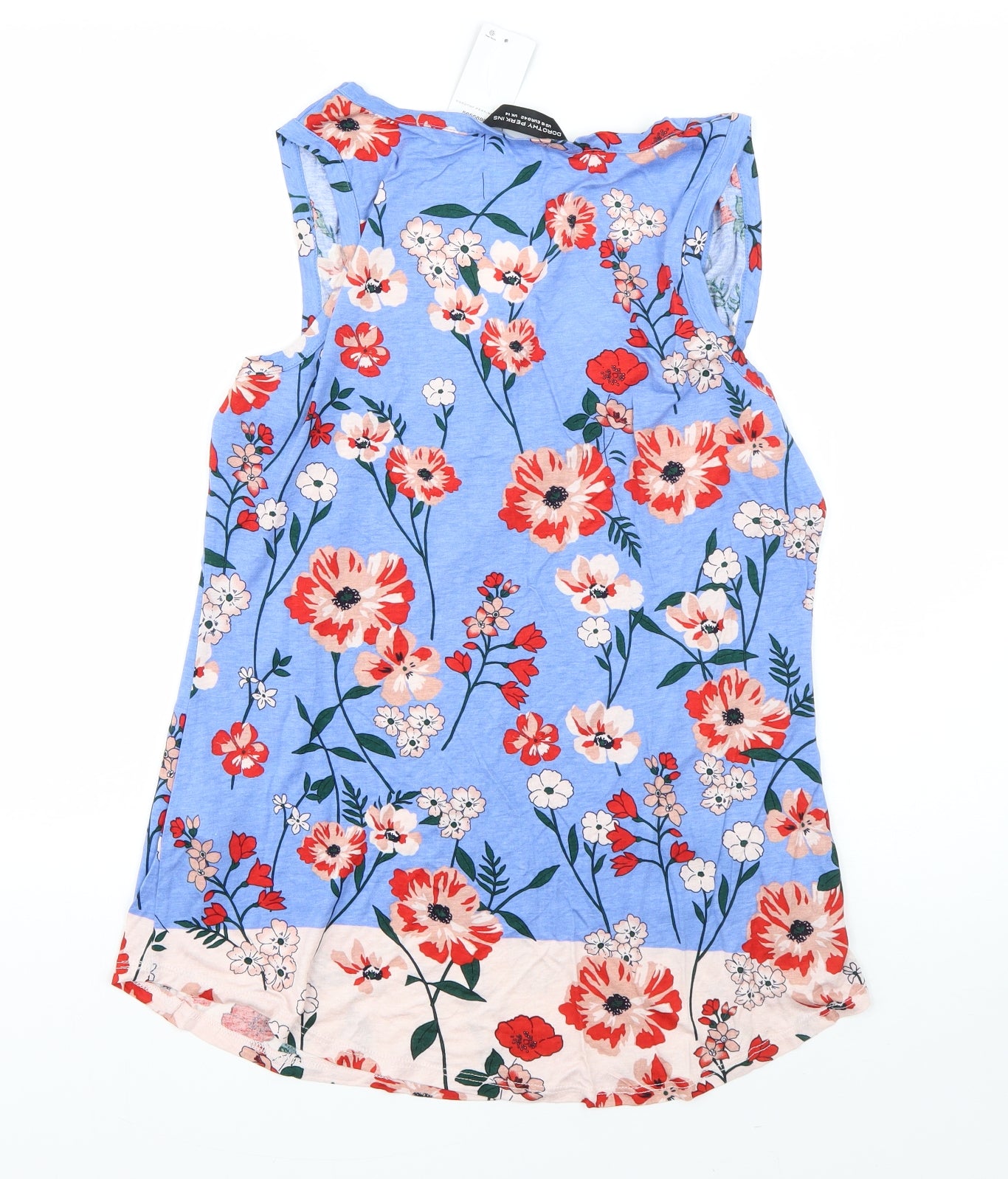 Dorothy Perkins Womens Blue Floral Viscose Basic Tank Size 14 Round Neck