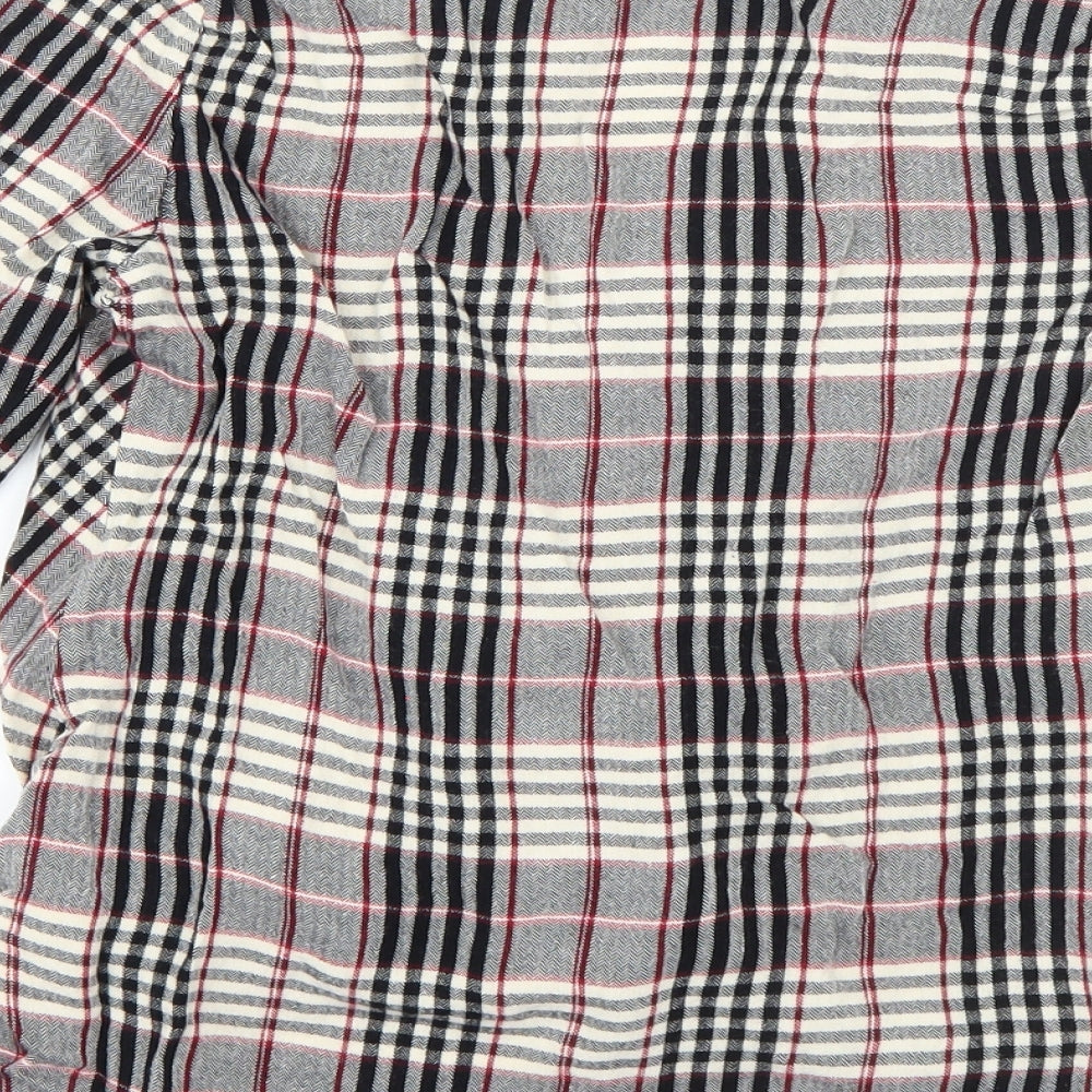 Primark Womens Beige Plaid Viscose Basic Blouse Size 10 Round Neck