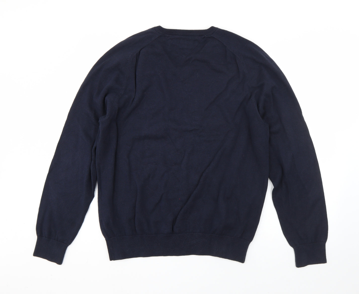 Tommy Hilfiger Mens Blue V-Neck  Cotton Pullover Jumper Size M