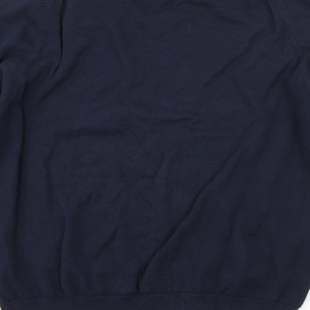 Tommy Hilfiger Mens Blue V-Neck  Cotton Pullover Jumper Size M