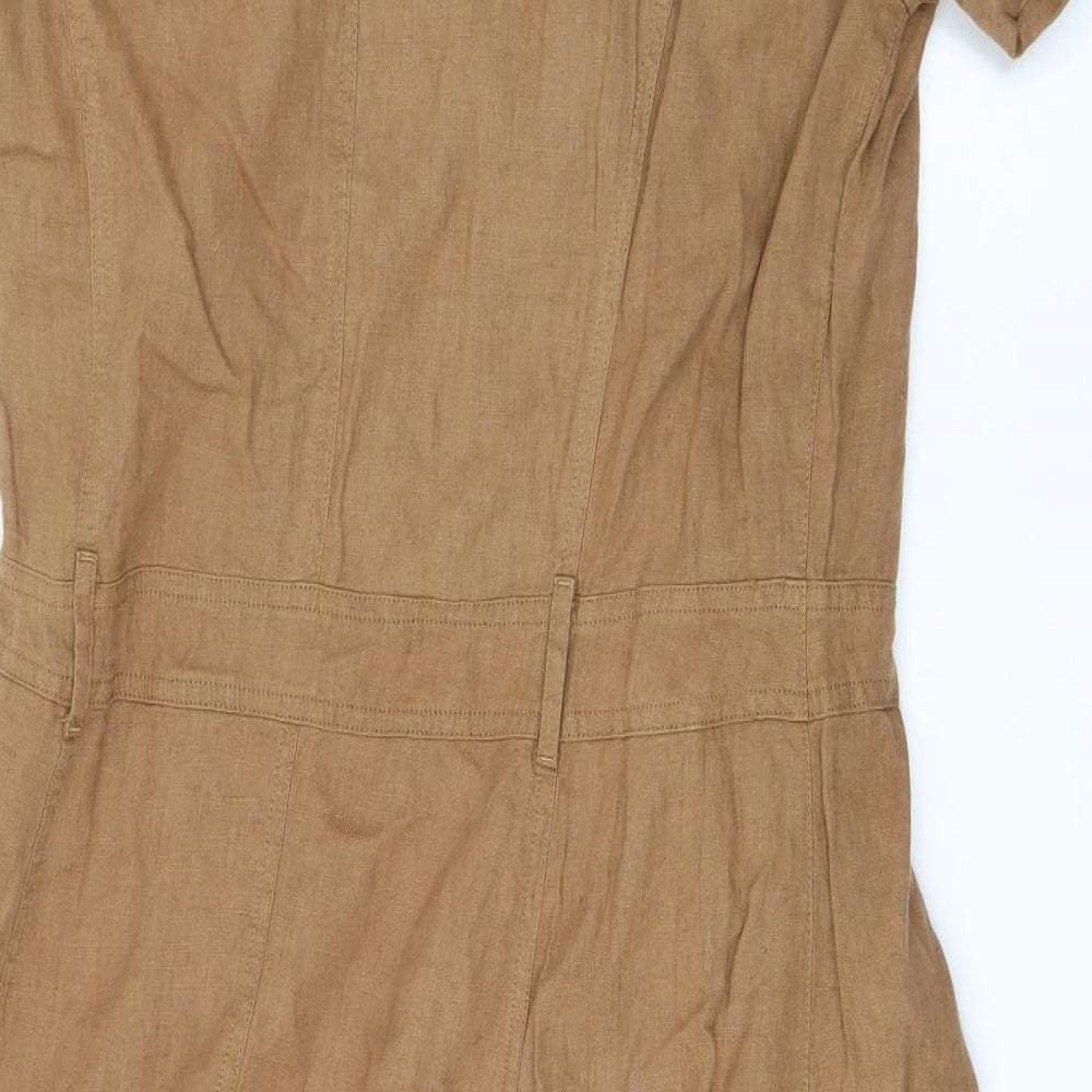 George Womens Brown  Linen Shirt Dress  Size 18  Collared Button