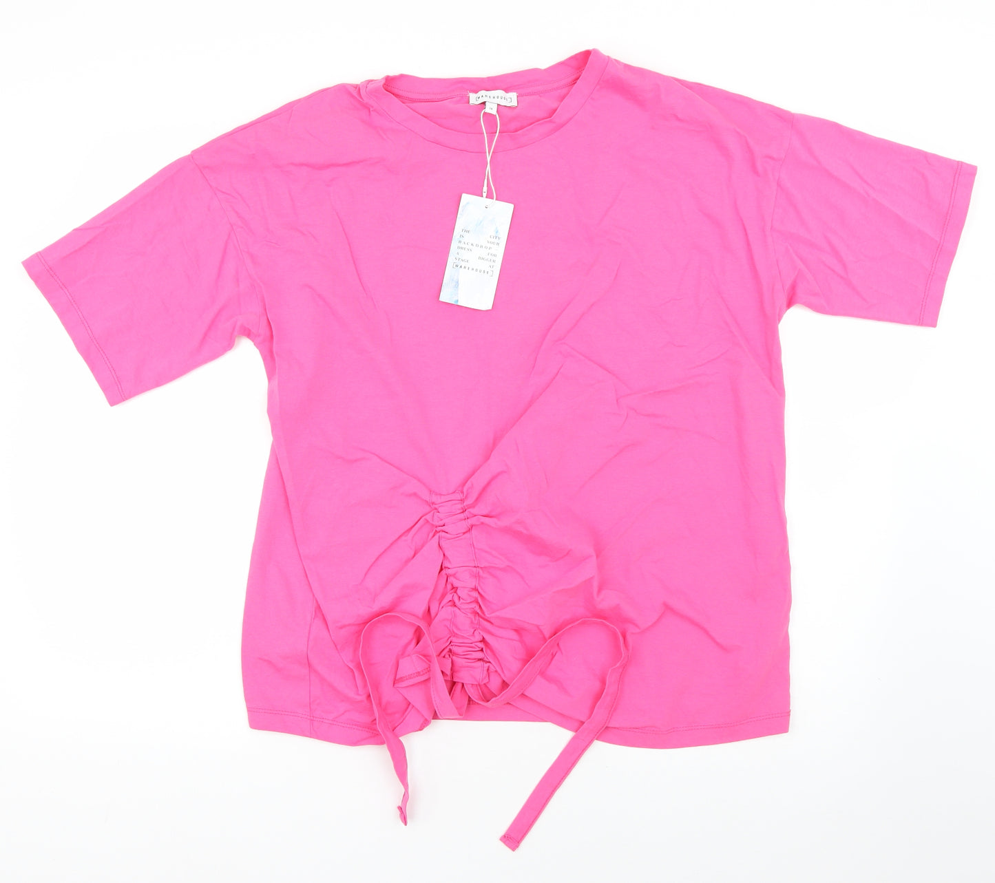 Warehouse Womens Pink  Cotton Basic T-Shirt Size 14 Round Neck