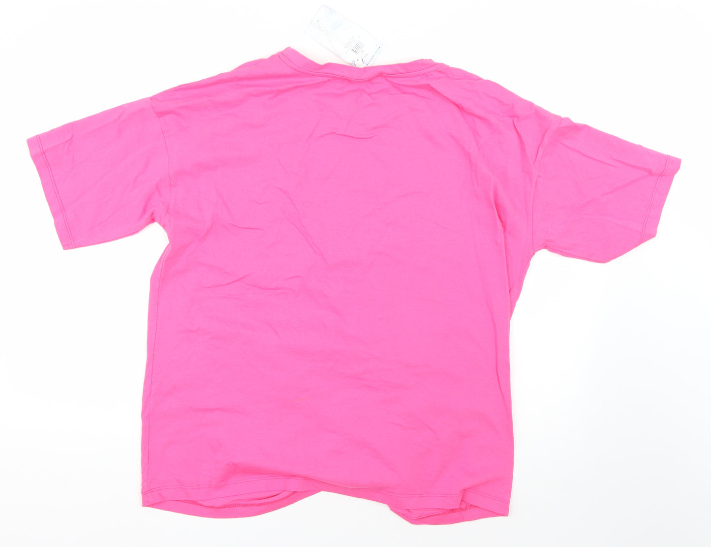 Warehouse Womens Pink  Cotton Basic T-Shirt Size 14 Round Neck
