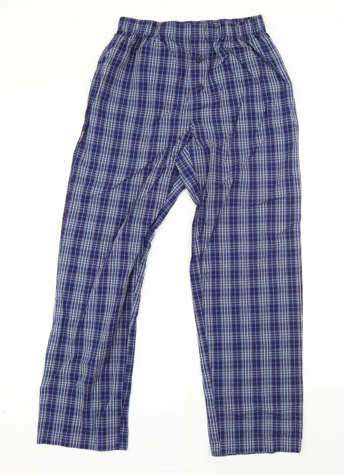 Preworn Mens Blue Plaid Cotton  Pyjama Pants Size S