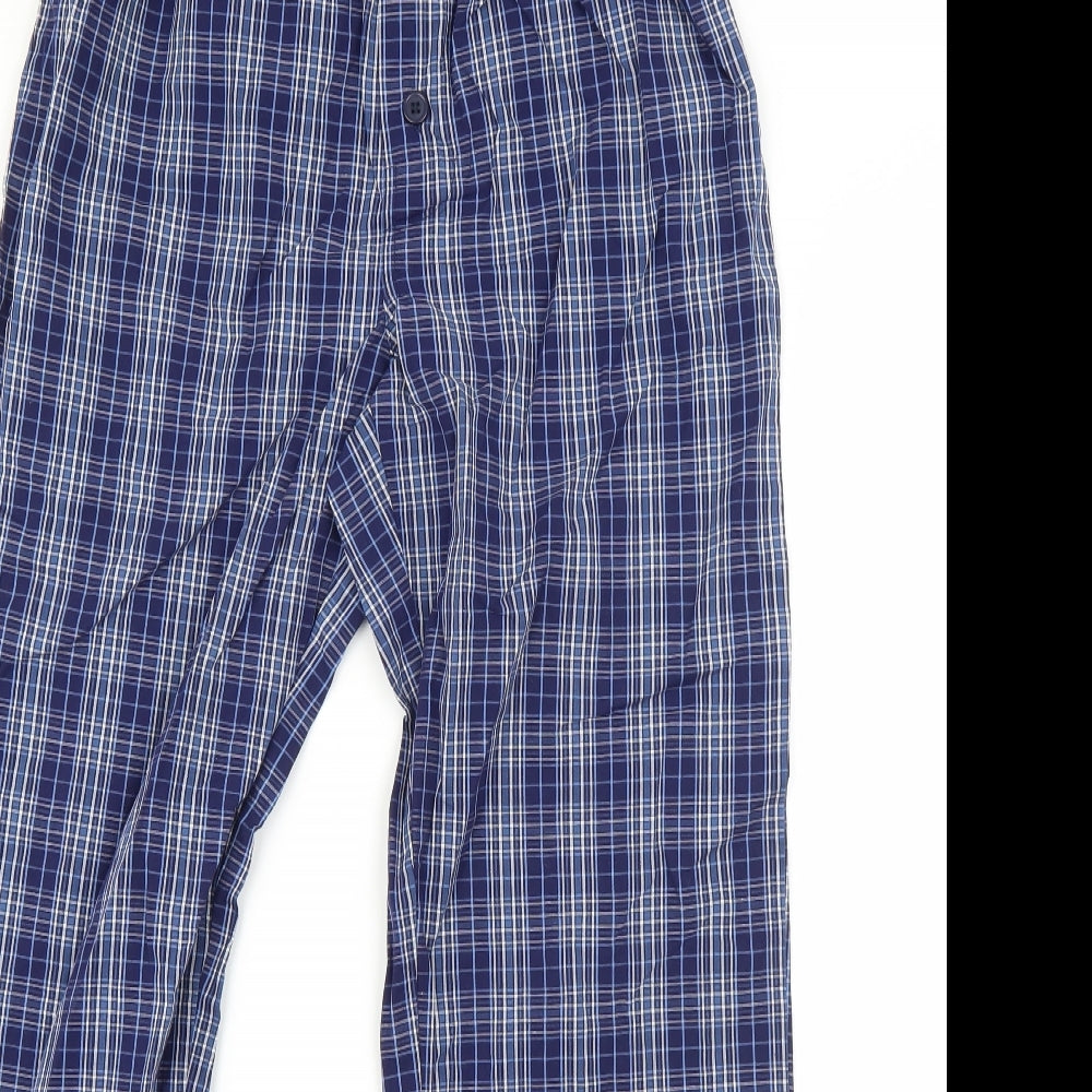 Preworn Mens Blue Plaid Cotton  Pyjama Pants Size S