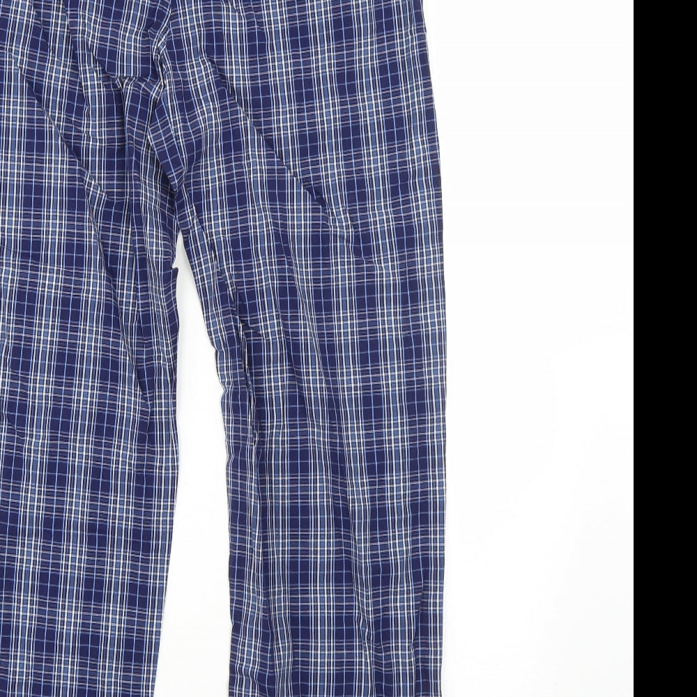 Preworn Mens Blue Plaid Cotton  Pyjama Pants Size S