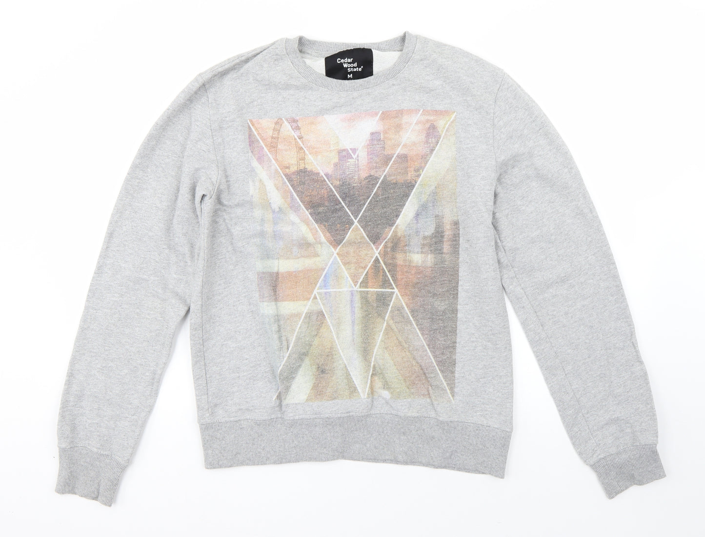 Cedar Wood State Mens Grey  Polyester Pullover Sweatshirt Size M