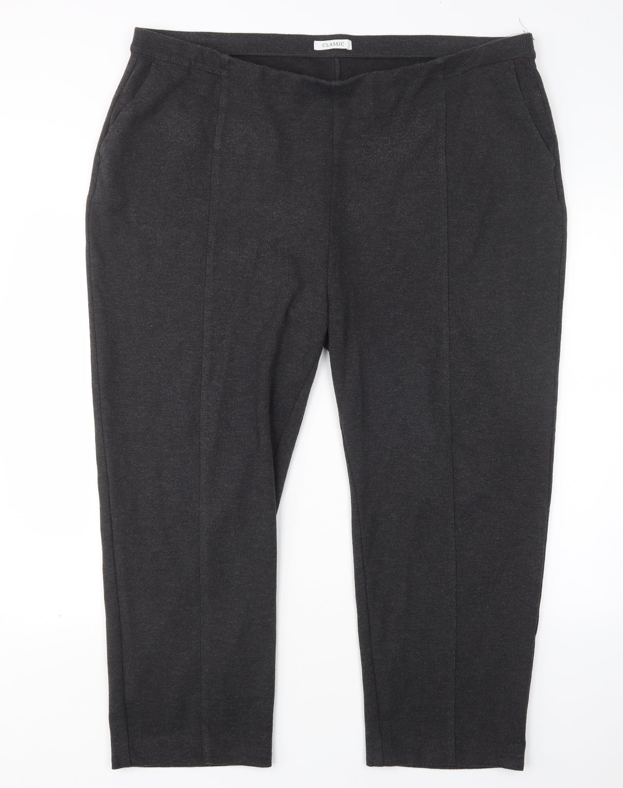 M&S Womens Grey  Polyester Trousers  Size 24 L26 in Regular