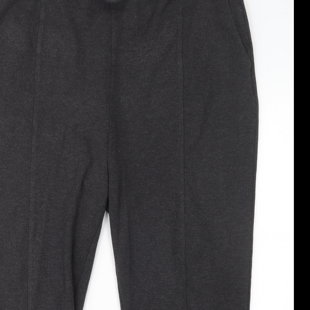 M&S Womens Grey  Polyester Trousers  Size 24 L26 in Regular