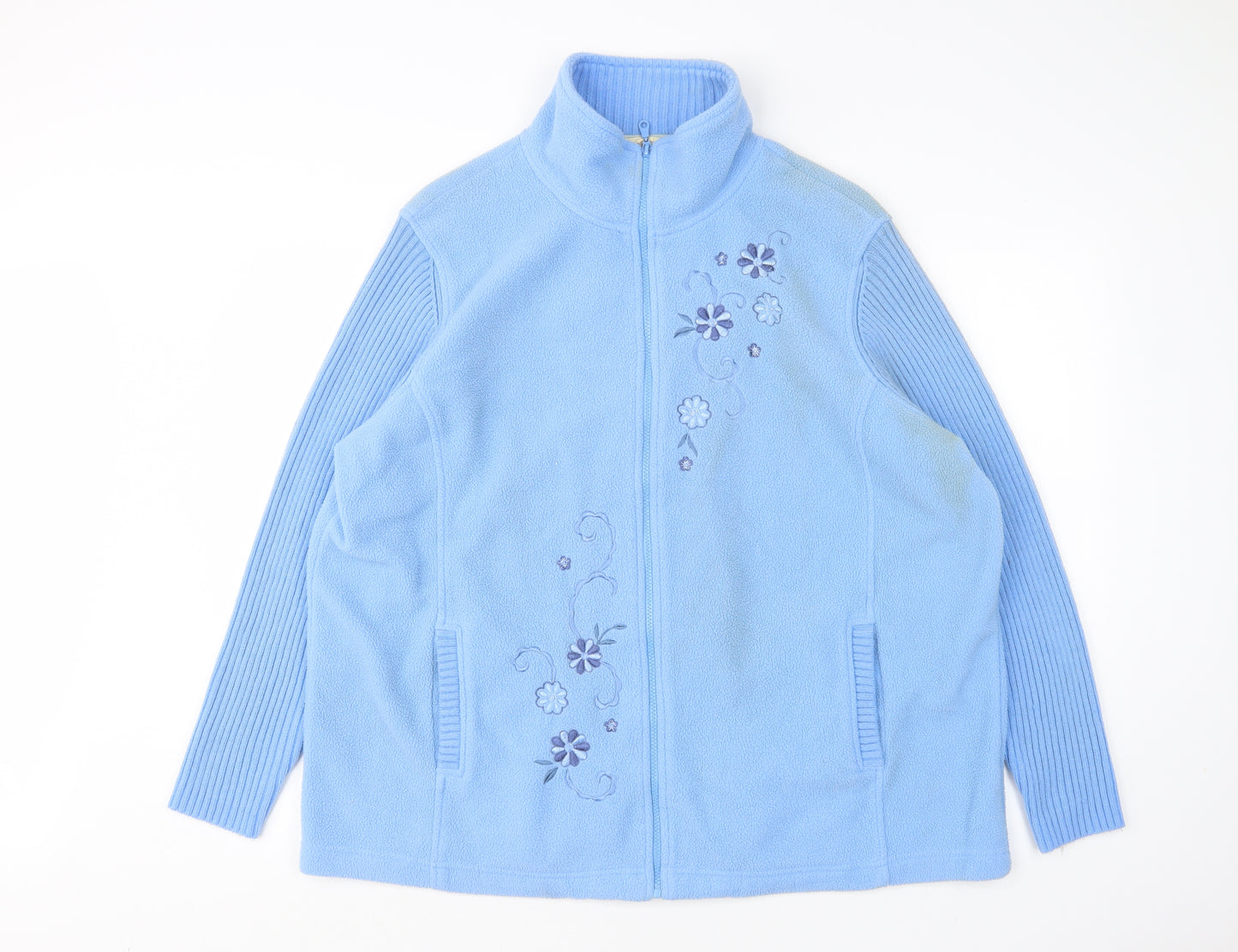 Preworn Womens Blue Mock Neck  Polyester Full Zip Jumper Size 24