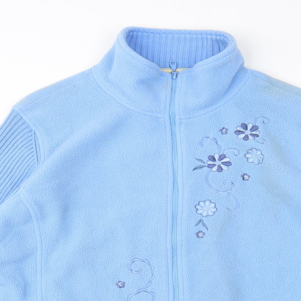 Preworn Womens Blue Mock Neck  Polyester Full Zip Jumper Size 24