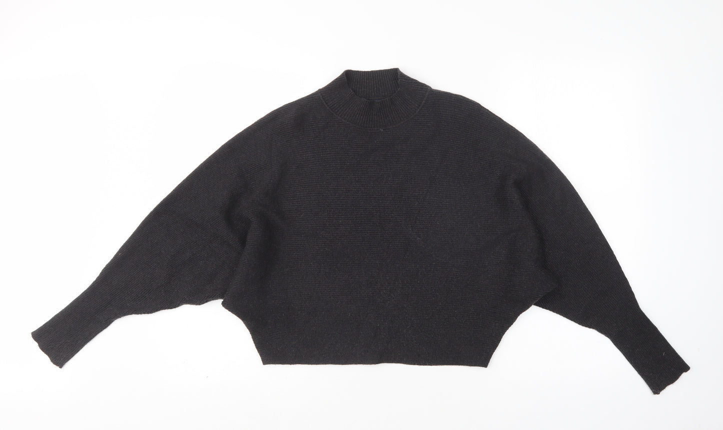 Zara Womens Grey Mock Neck  Nylon Pullover Jumper Size M