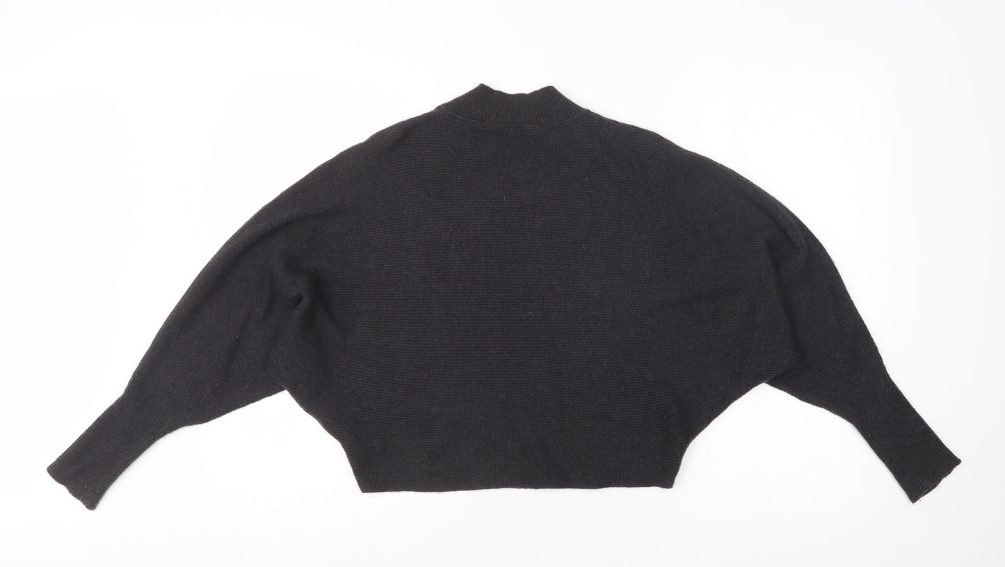 Zara Womens Grey Mock Neck  Nylon Pullover Jumper Size M