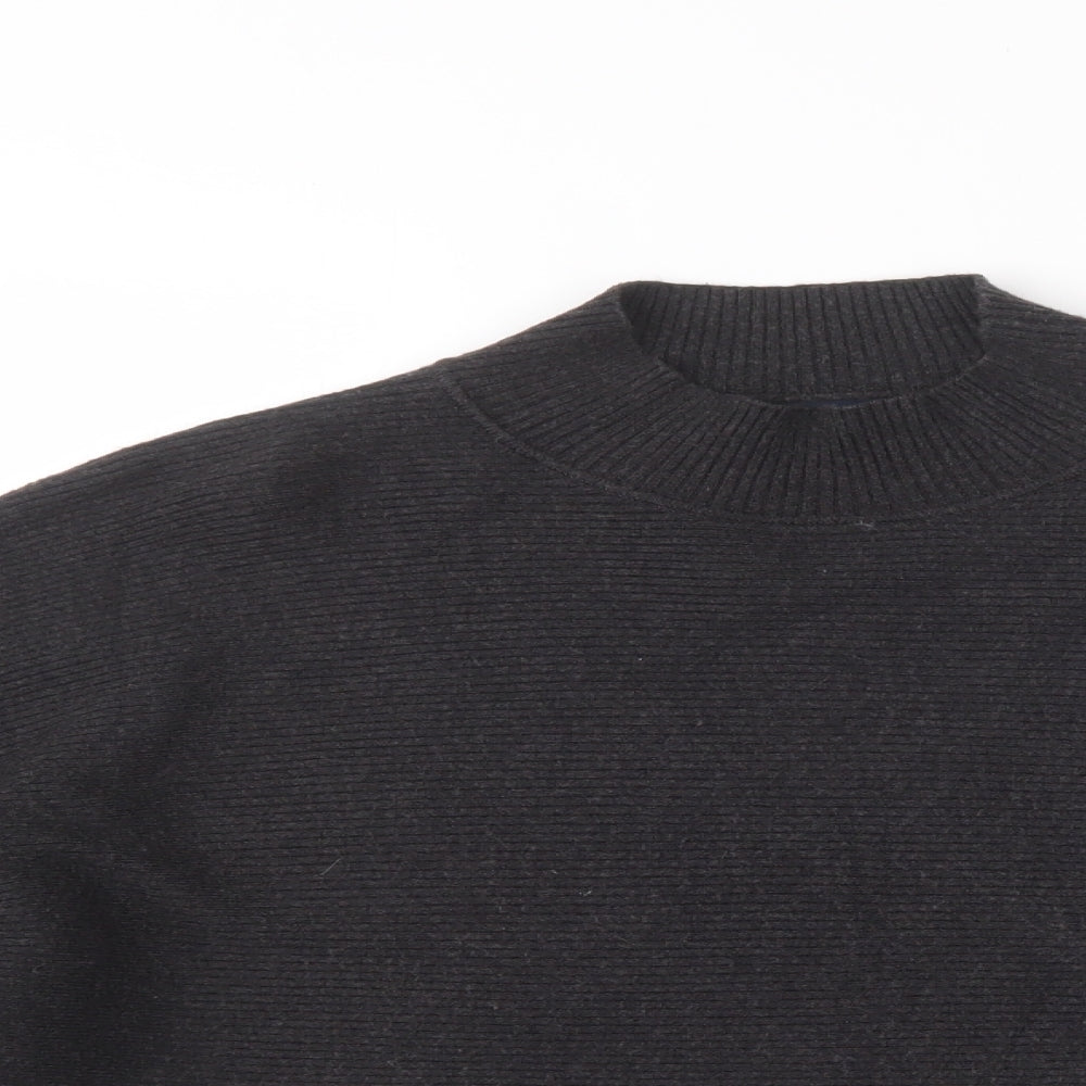 Zara Womens Grey Mock Neck  Nylon Pullover Jumper Size M